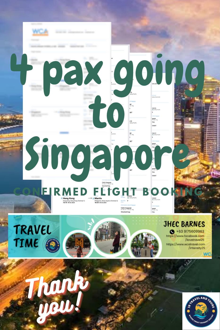 Confirmed booking card for Singapore